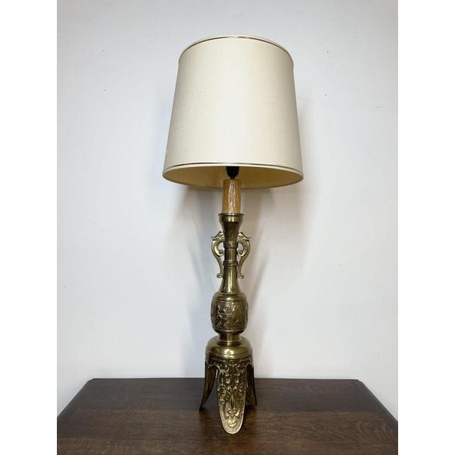 Metal A Very Large Brass Table Lamp. For Sale - Image 7 of 7