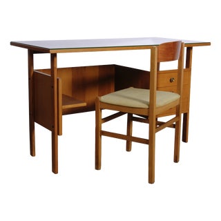 Mid-Century Modern Italian Desk and Chair Set, 1950s, Set of 2 For Sale