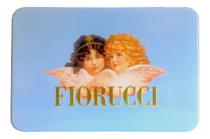 Vintage 1980s Fiorucci New Wave Italian Fashion Cherub Angels Post Modern Blue Tin Metal Box