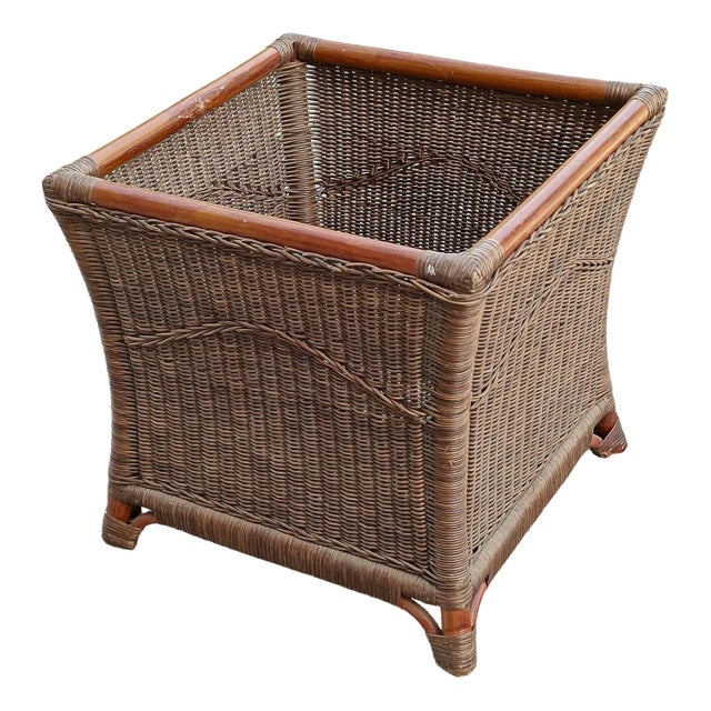 Coloured Bamboo Wicker and Wicker Pot Holder, Italy, 1970s For Sale - Image 9 of 9