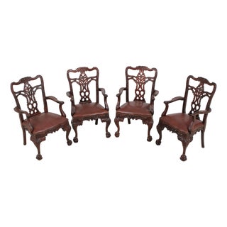 Set of 4 Maitland Smith Georgian Mahogany Armchairs For Sale
