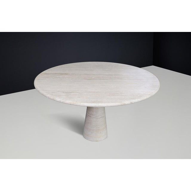Vintage Italian Travertine Round Dining Table with Cone Base, 1970s For Sale - Image 6 of 9