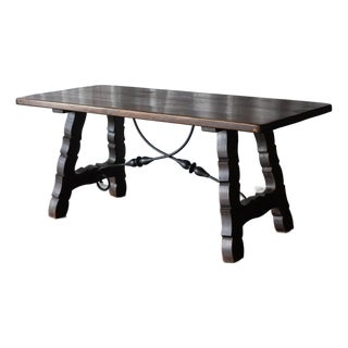 Lyre Leg Catalan Style Trestle Table - From France Late 1800s For Sale
