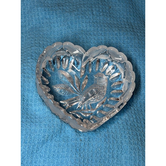Vintage Crystal Heart-Shaped Trinket Dish For Sale - Image 4 of 5