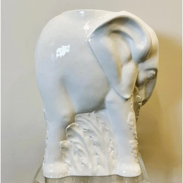 Vintage White Ceramic Elephant Umbrella Stand, 1970s For Sale - Image 4 of 12