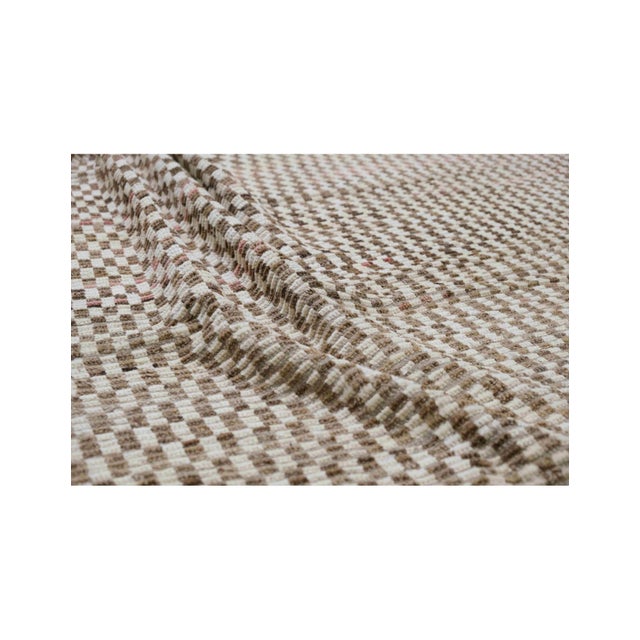 Off-white Brown & Off White Modern Wool Rug For Sale - Image 8 of 9