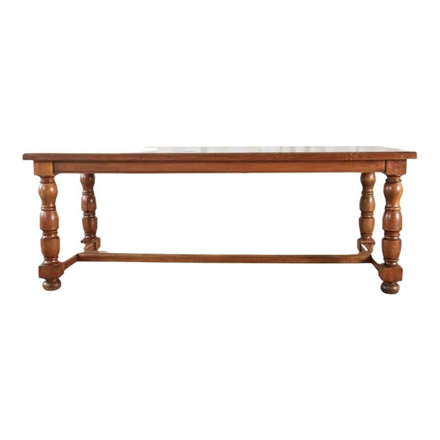 Country French Provincial Fruitwood Farmhouse Trestle Dining Table For Sale