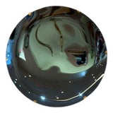 Contemporary, Modern Space Age Wall Mirror, Blue Concave Glass, Brass For Sale