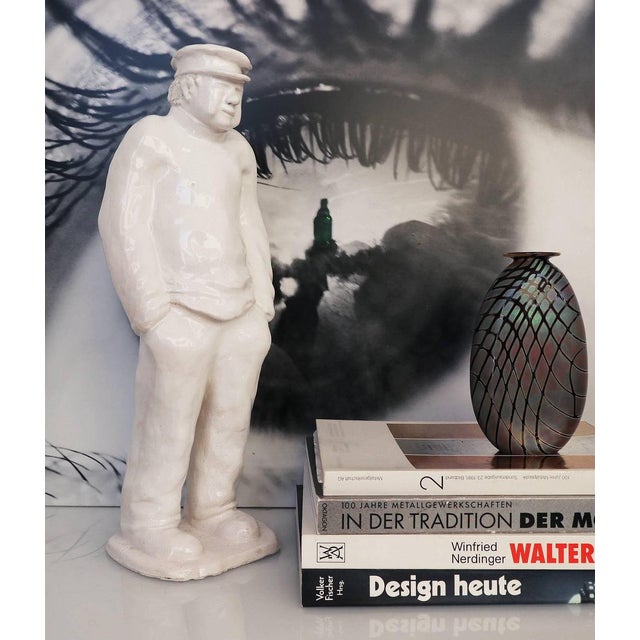 Scandinavian Art Deco sculpture with a beautiful craquelé glaze. Unique piece from Northern Europe, signed by the author...