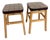 Mid-Century Stools in Oak with Tweed Upholstered Seats, Set of 2 For Sale