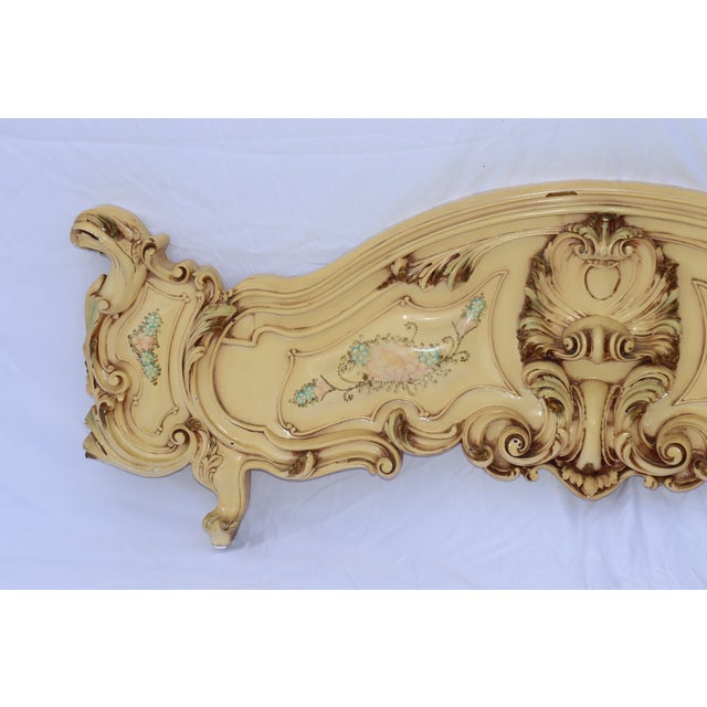 1970s Italian Antique Rococo Baroque Queen Size Headboard and Foot Board For Sale - Image 12 of 17