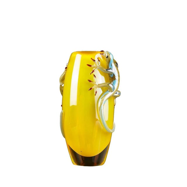 Not Yet Made - Made To Order Yellow Big Glass Vase with 2 Geckos by VG Design and Laboratory Department For Sale - Image 5 of 5