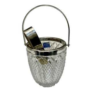 F B Rogers Crystal Ice Bucket With Silver Rim For Sale