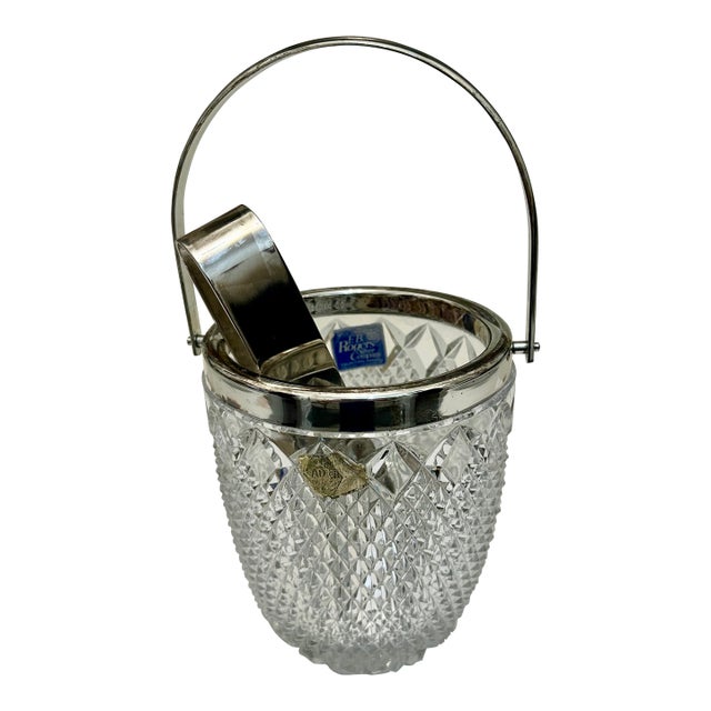 F B Rogers Crystal Ice Bucket With Silver Rim For Sale