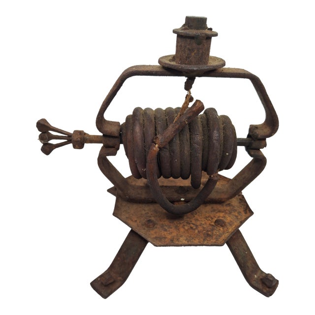 Rare 18th/19thC Hand-Forged Wrought Iron Wax Jack For Sale