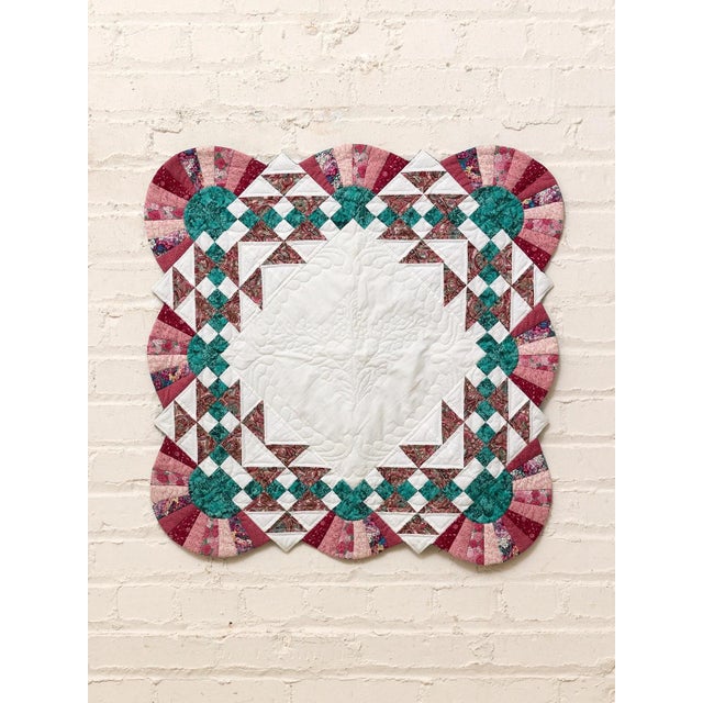 Mid 20th Century Pink and Green Pattern Quilt For Sale - Image 5 of 7