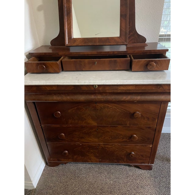 American Empire Style Dressing Chest (Dresser With Mirror) For Sale - Image 4 of 11