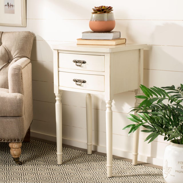 Henry End Table With Storage Drawers in White For Sale - Image 4 of 5
