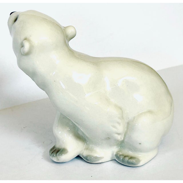 Mid-Century Modern Russian Porcelain Polar Bear Figurine From the 1950s For Sale - Image 3 of 5