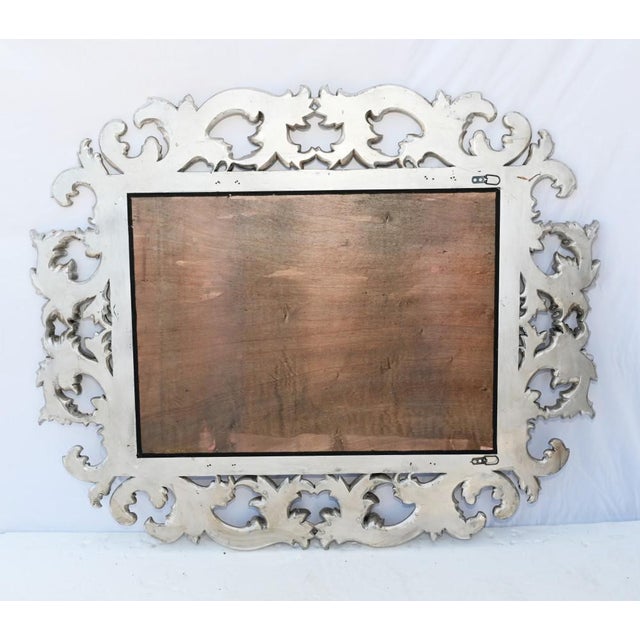 Gilt Rococo Mirror in Silver Carved Frame For Sale - Image 6 of 8