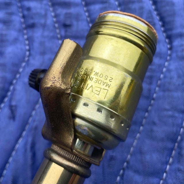 Wood Mid-Century Danish Modern Teak & Leather Skyscraper Table Lamp For Sale - Image 7 of 13