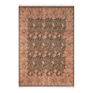 Floral Dafodils Pak-Persian Green/Gray Wool Rug - 8'2'' X 10'4'' For Sale