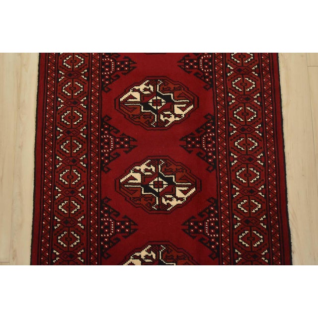 Turkmen Runner 2’6” X 9’7” Red Wool Vintage Tribal Hand-Knotted Oriental Rug For Sale - Image 4 of 13
