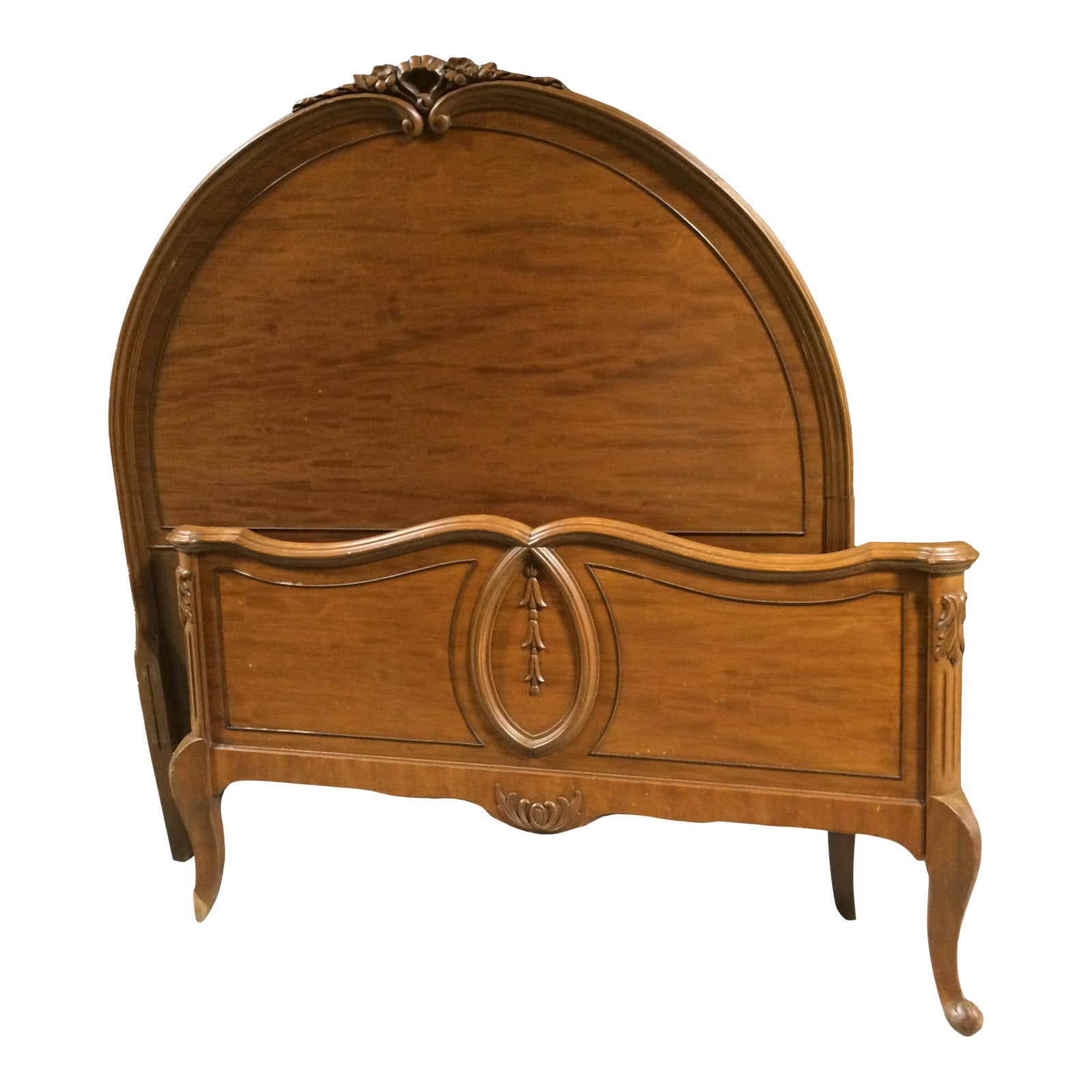 Antique French Twin Bed Headboard and Footboard With Carved Details 2