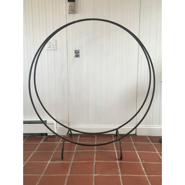 Modern Wrought Iron Round Hoop Fireplace Log Holder Chairish