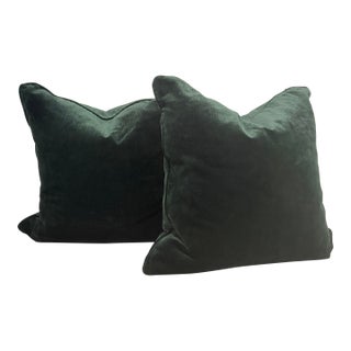 Pair of Pillows in Schumacher Strie Velvet For Sale