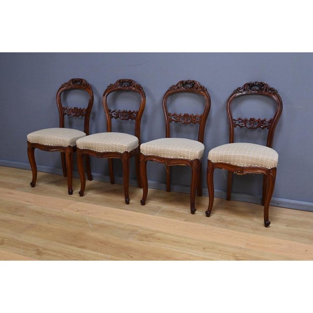 Napoleon III Mahogany Chairs, Late 19th Century, Set of 4 For Sale - Image 4 of 18
