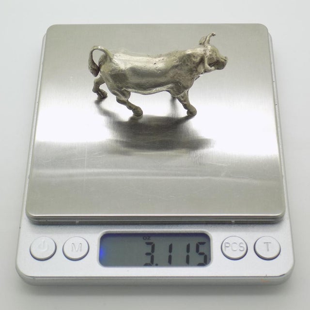 Vintage Italian Handmade Silver Bull Figurine, 1940s For Sale - Image 10 of 12