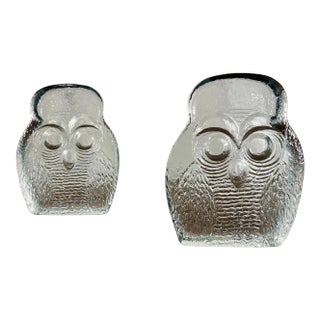 Blenko Glass Owl Book Ends For Sale