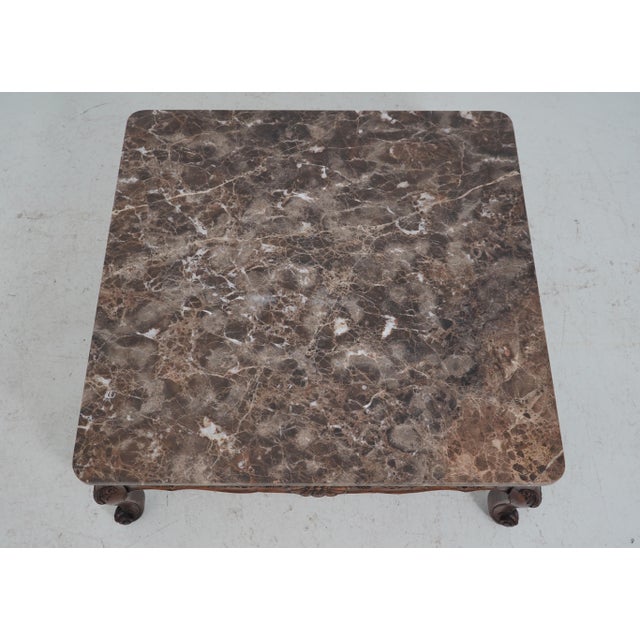 French Marble Top French Louis XV Style Carved Coffee Table For Sale - Image 3 of 12