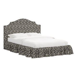 Stoffer Home x Cloth & Company Thelma Ruffle Platform Bed in Dogwood Floral Ink, King For Sale