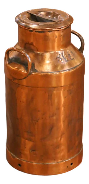 19th Century French Polished Copper Milk Can With Lid and Handles