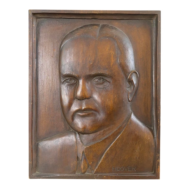 1930s Folk Art Carving of President Herbert Hoover For Sale