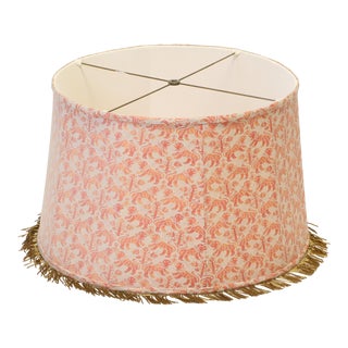 Large Scale Fortuny Lampshade With Gold Beaded Trim For Sale