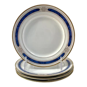 Traditional Gorham Regalia Court Lapis Blue and Gold Rimmed Bread Plates - Set of 4