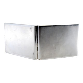 Matte Silver Cigarette Case with Gold Interior and Hinged Lid For Sale