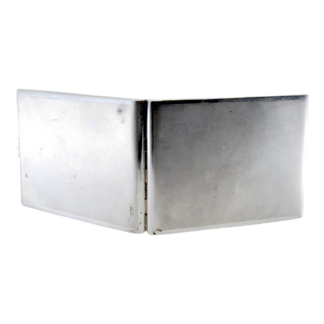 Matte Silver Cigarette Case with Gold Interior and Hinged Lid For Sale