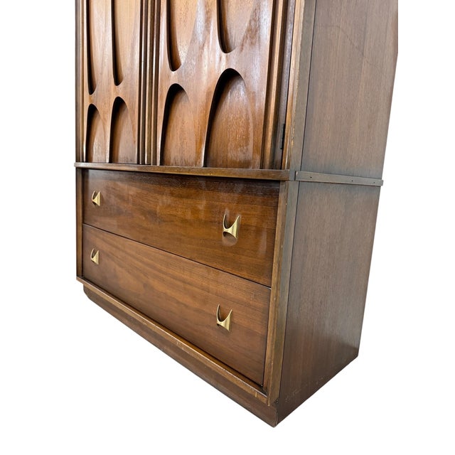 Wood Mid-Century Modern Broyhill Brasilia II Walnut Armoire For Sale - Image 7 of 10