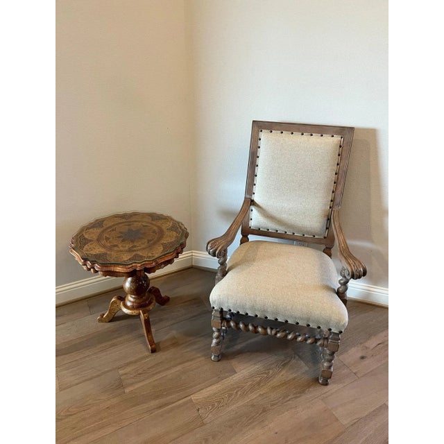Vintage Anglo-Indian Brass Inlaid Pedestal Table For Sale - Image 10 of 11