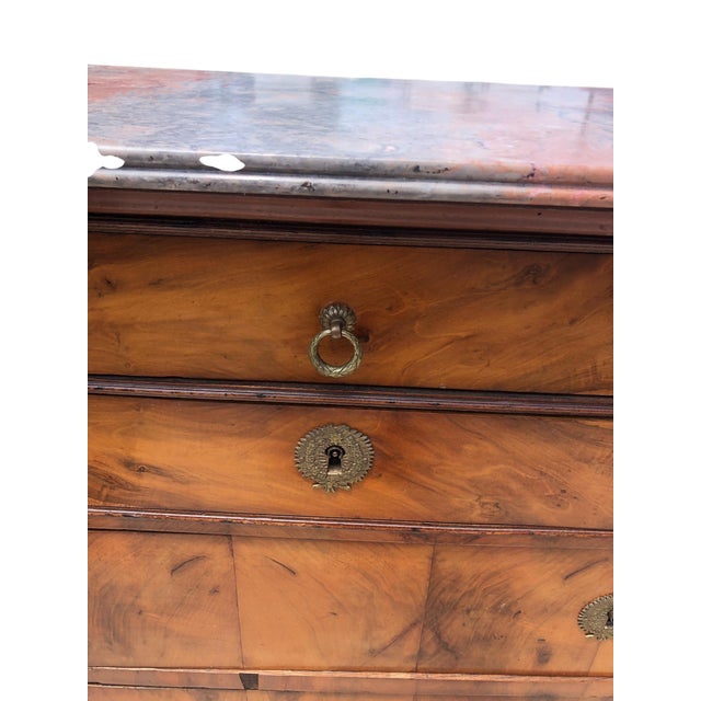 French Louis Phillipe Cherry Marble Top Chest of Drawers or Commode For Sale - Image 12 of 12