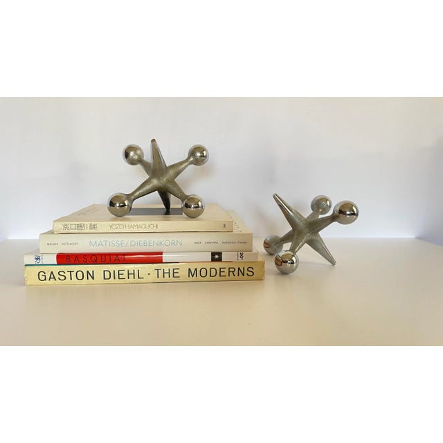1970's Iconic Pair of Bill Curry Model J1 Jacks - Bookends/Paperweight or Door stopper iron casting chrome plated with two...