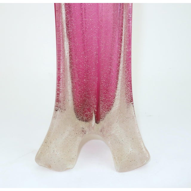 Magenta Neal Drobnis Sand Cast Magenta Art Glass Vase, 1997 For Sale - Image 8 of 18