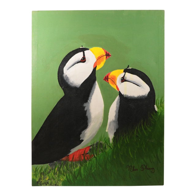 Puffin Pair Original Painting For Sale