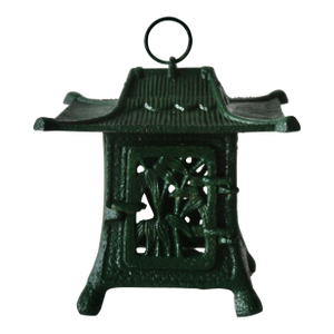 1970s Toro Japanese Iron Hanging Lantern in Green Takaoka