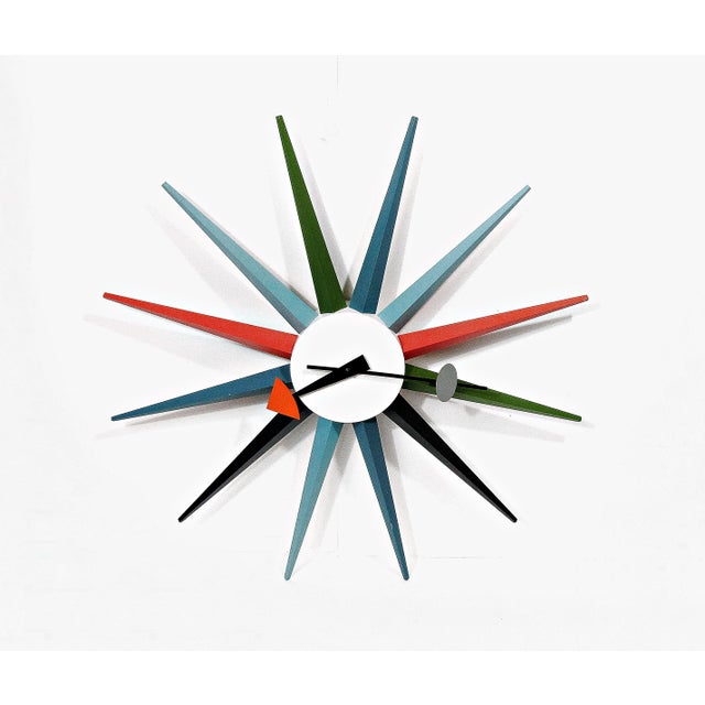 An iconic George Nelson Sunburst wall clock in the authorized Vitra Design Museum re-edition, made in Germany and finished...