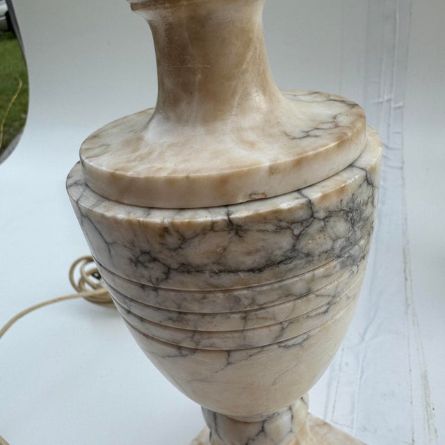 Neoclassical Italian Alabaster Urn Table Lamps- A Pair For Sale - Image 4 of 12